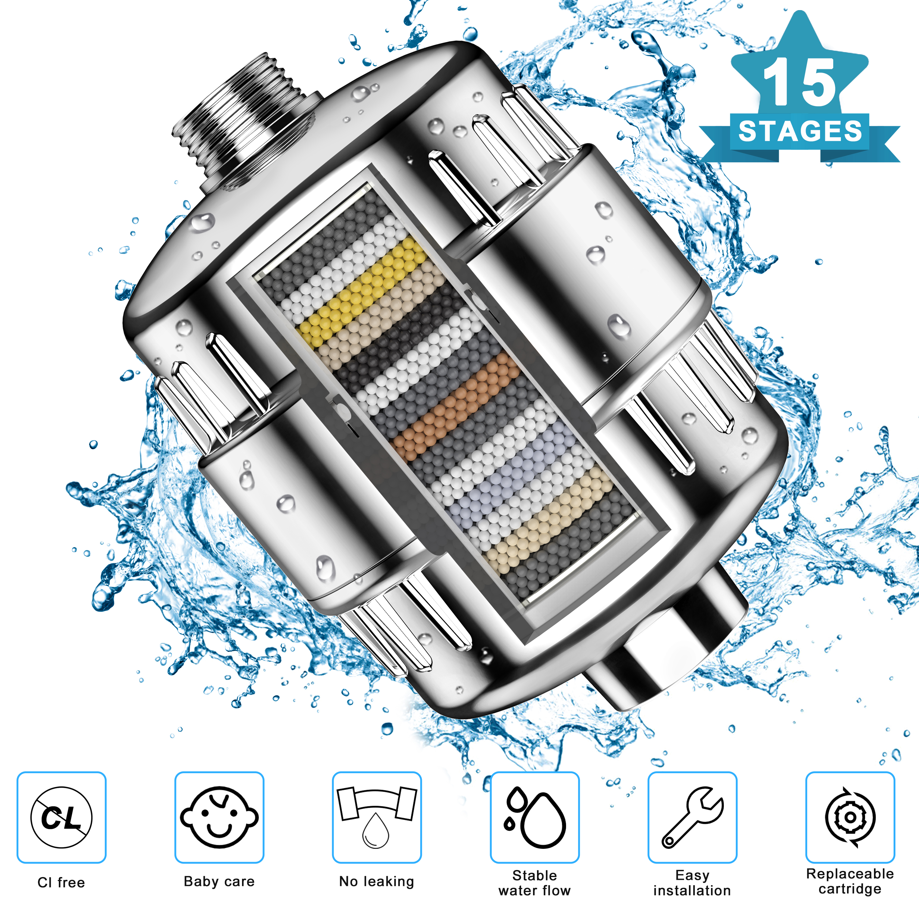 Yezivo 15-Stage Shower Filter with 2 Replacement Cartridges photo 4