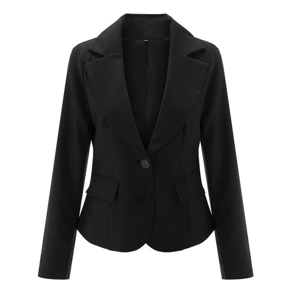 Gubotare Blazers for Women Business Casual Women's Casual Business Open Front Long Sleeve Cardigan Jacket Work Office Blazer (Black,L)