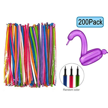 200 PCS Latex Twisting Balloons--260Q Magic Balloons Assorted Color Long Balloons for Animal Shape Party, Birthdays, Clowns, Weddings Decorations (with 1PCS Pump)