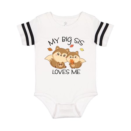 

Inktastic My Big Sis Loves Me with Cute Squirrels in Autumn Gift Baby Boy or Baby Girl Bodysuit