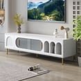 thumbnail image 2 of TV Stand for 70"+ TV, Atumon TV Media Console with Sliding Acrylic Doors, Modern TV Stand, Entertainment Center with Storage Space, TV Console Cabinet Furniture for Living Room Bedroom, White, 2 of 10