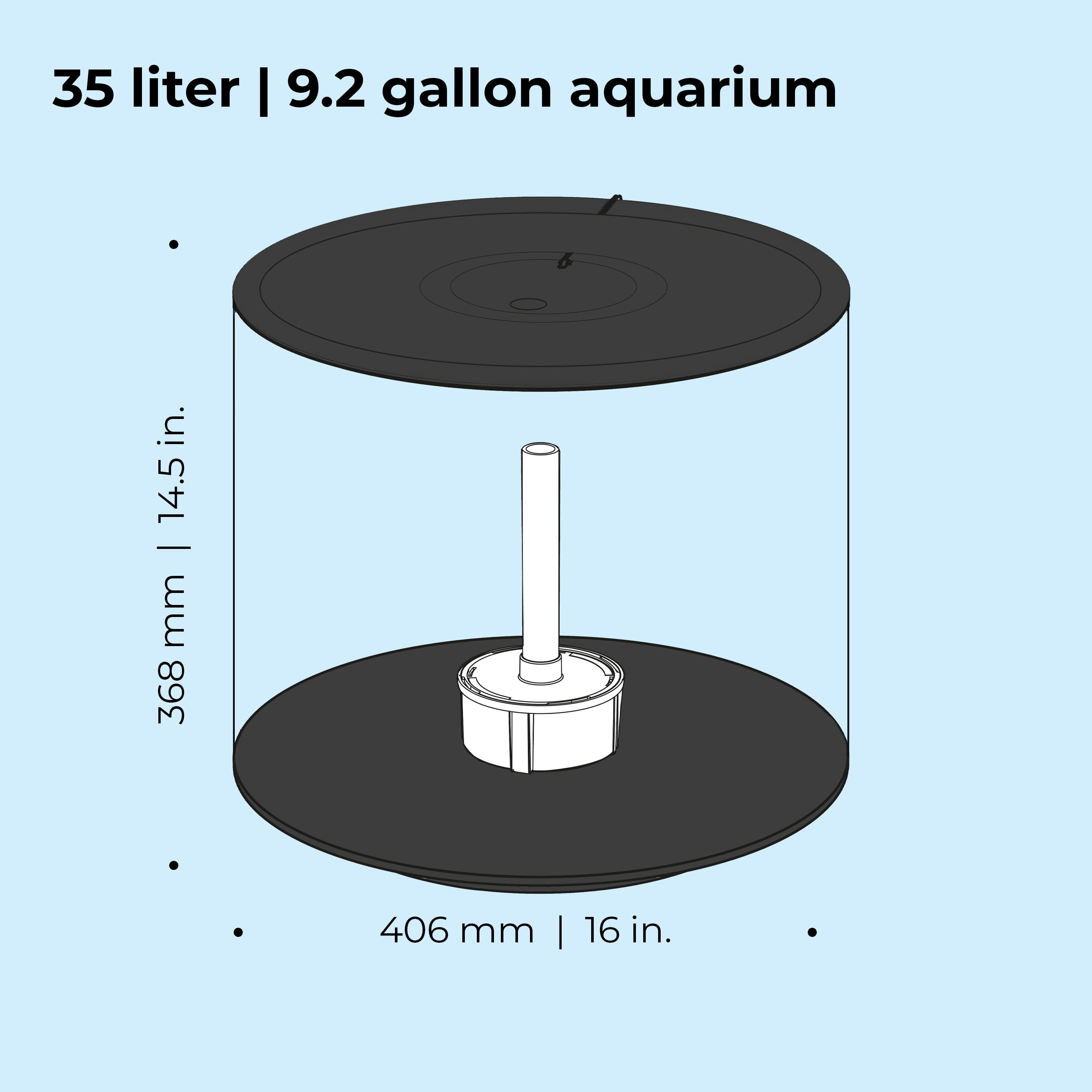 biOrb TUBE 35 Aquarium with Standard Light - 9.2 gallon, black