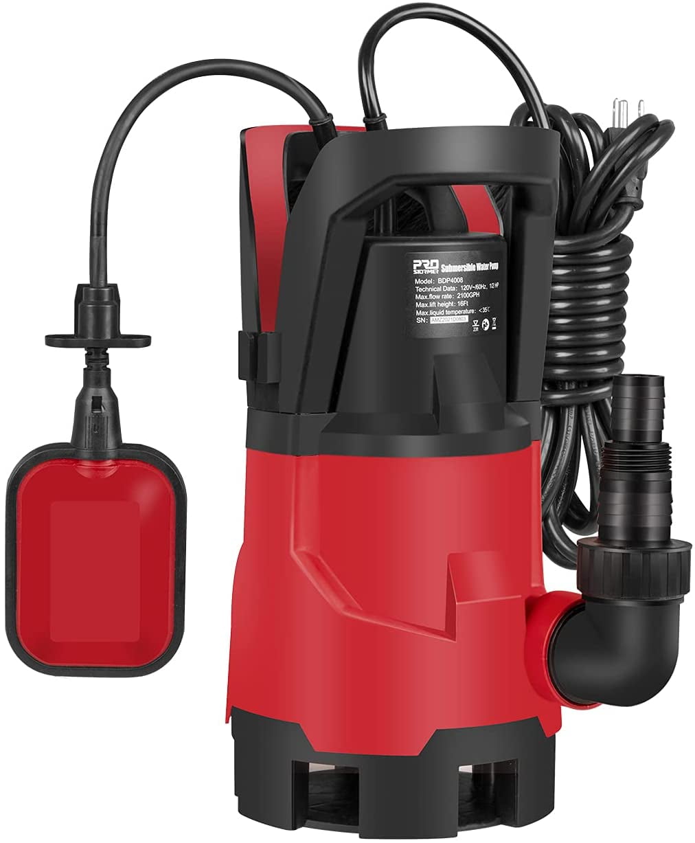 PROSTORMER Sump Pump, 1/2HP Submersible Water Pump with 2100GPH Flow