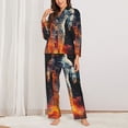 thumbnail image 2 of Honeii Astronaut Cosmic Rainbow Print Women's Pajama Sets Long Sleeve Button Down Sleepwear Nightwear Soft Pjs Lounge Sets 2PCS-X-Large, 2 of 7