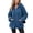 02#Blue, variant on Plus Size Womens Fuzzy Winter Coats Full Zip Oversized Lightweight Hooded Fall Jackets with Pockets Drawstring Long Sleeve Loose Outerwear Size to 4XL