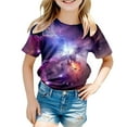 thumbnail image 4 of Toddler Girl Shirts 4t Funny Short Sleeve T Shirt Top Crew Neck Galaxy Print Preppy Tops T-Shirts To Big Kid ,150ï¼10-11Yï¼, 4 of 4