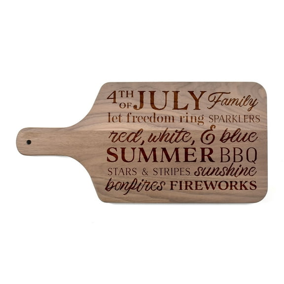 Creative Products 4th of July Words 17 x 8 Walnut Paddle Cutting Board
