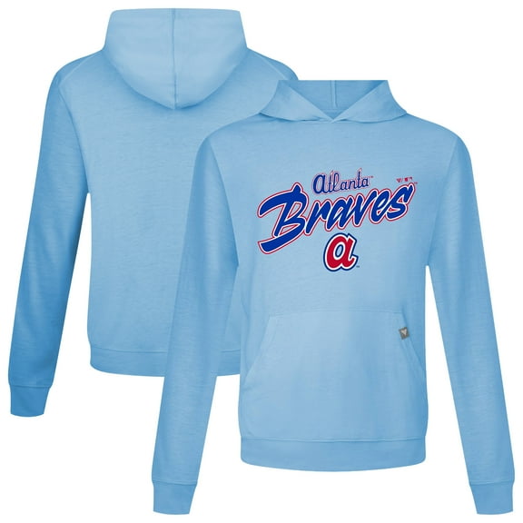 Men's Levelwear Light Blue Atlanta Braves Defiant Relay Pullover Hoodie