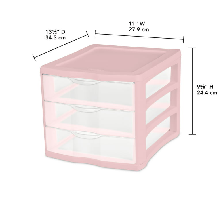 Npoly Plastic 3 Drawer Mini Organizer - Pink