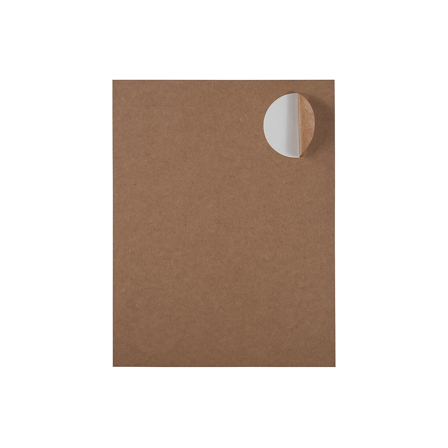 JAM Paper Circle Label Sticker Seals, 2.5 in Diameter, Brown Kraft, 120 Round Labels/Pack