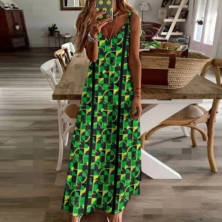 Margarita Green Sleeveless Dress Women's Evening Dress Womans Clothing -  Walmart.com