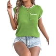 thumbnail image 5 of Summer Fall Short Sleeve Sweater for Women Casual Sweater Vest Knit Pullover Tank Tops Fashion Clothing Green XL, 5 of 10
