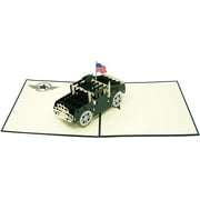 Humvee - WOW 3D Pop Up Card for All Occasions - Birthday, Congratulations, Veterans, Independence, July 4th, Memorial,