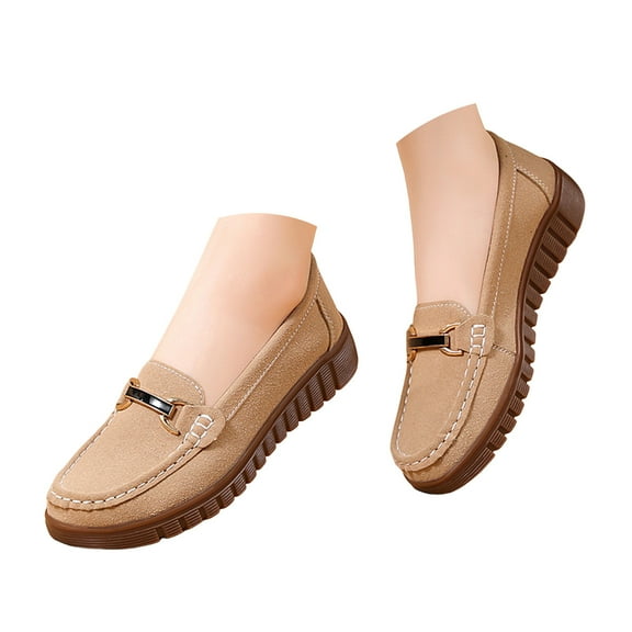 YLYL Women's Loafers Slip on Penny Leather Comfortable Rubber Sole Casual Shoe for Driving and Walking