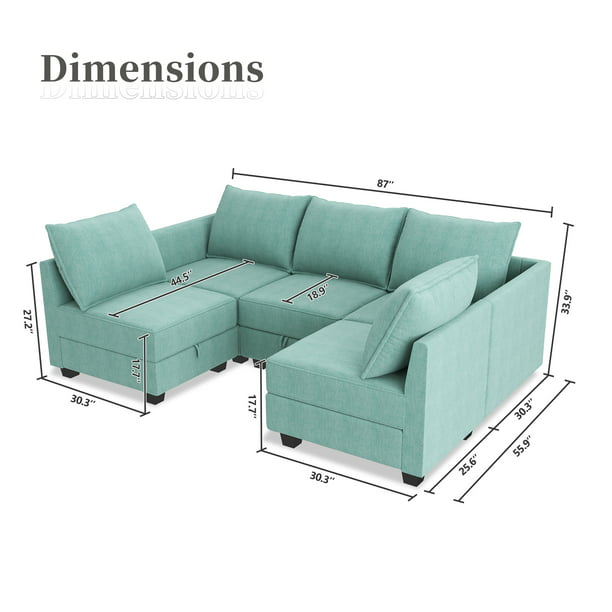 fitting caustic mature HONBAY 5 Seaters L Shaped Convertible Sectional Blue Sofa Couch with  Reversible Chaise for Living Room Furniture Sets, Aqua Blue - Walmart.com