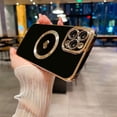 thumbnail image 4 of Compatible with iPhone 12 Pro Max Magnetic Case-6.7 Inch, Luxury Love Heart Pattern Plating Phone Case, Compatible with MagSafe for Women Girls Shockproof Back Cover-Black, 4 of 10