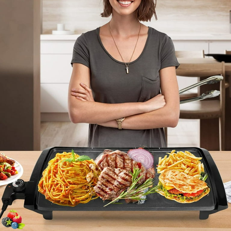 Family-Sized Large Nonstick Electric Griddle for 8 Pancakes/Eggs at Once  (20x10) 