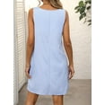 thumbnail image 3 of Summer Dress for Women Sleeveless Tank Dress with Pockets Casual Short A Line Dress Crewneck Sundress 2025 Blue S, 3 of 7