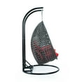 thumbnail image 4 of LeisureMod 2 Person Wicker Egg Chair Outdoor Indoor Bedroom Patio Hanging Lounge Swing Hammock Chairs with Black Stand and UV Resistant Cushions (Red), 4 of 10
