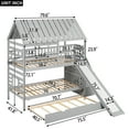 thumbnail image 4 of Newest Twin Over Twin House Bunk Bed Solid Pine Wood for Bedroom with Trundle, Slide and Storage Staircase, Gray, 4 of 13