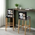 thumbnail image 2 of Chef Gnomes Bar Stool Cover Set of 6, Rustic Black White Paid Dessert Cake Cook Stretch Bar Chair Cover, Removable Washable Pub Counter Stool Chair Slipcover for Kitchen Dining Room Pub Cafe, 2 of 9