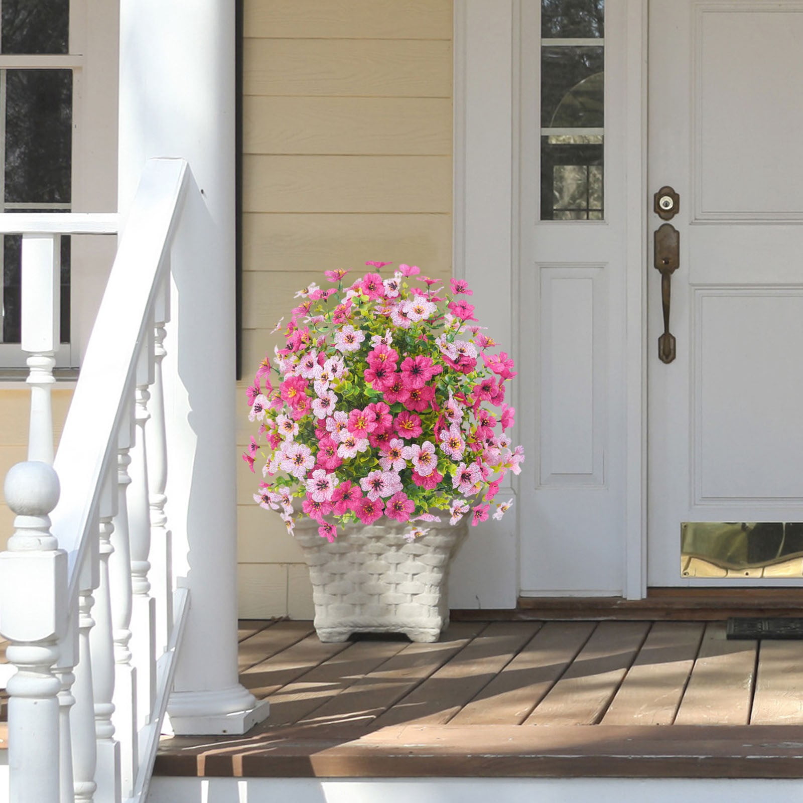 1 Violet Eucalyptus Artificial Flower Arrangement Artificial Plants Outdoor，Artificial Flowers with Ground Garden Stake Faux Greenery Shrubs Garden Accessories for Farmhouse Outdoor Outside Garden