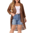 thumbnail image 2 of DARING DIVA Plus Size Lace Crochet Sheer Kimono Cover Up Cardigan 4X Brown, 2 of 6