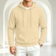 thumbnail image 6 of Vxararl Men Cotton Fleece Hoodie Long Sleeve Drawstring Casual Pullover with Pocket Daily Wear, Work, Travel Fall & Winter Outfits Oversized Hood Drawstring Sweatshirts Men Hoodie Khaki 2xL, 6 of 6