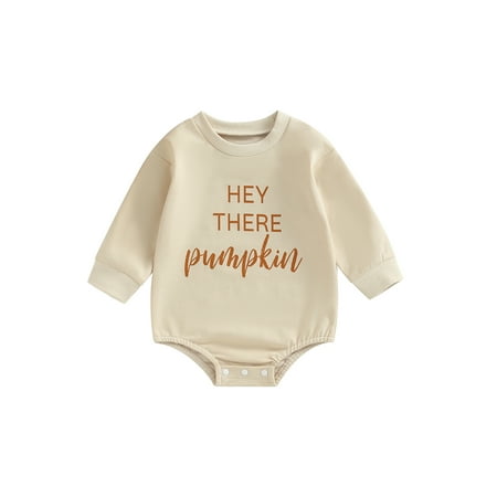 

Bagilaanoe Newborn Baby Girl Boy Halloween Romper Sweatshirt Long Sleeve Bodysuit Letter Print Pullover 3M 6M 12M 18M 24M Infant Casual Tee Tops