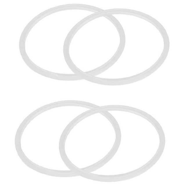 Silicone Gasket Sealing Ring for Pressure Cooker with a 22 cm inner diameter, shown in a set of 4 pieces. The transparent silicone rings are designed to fit pressure cookers, with an outer diameter of 25 cm. Lightweight and durable, these gaskets ensure a secure seal for efficient cooking.