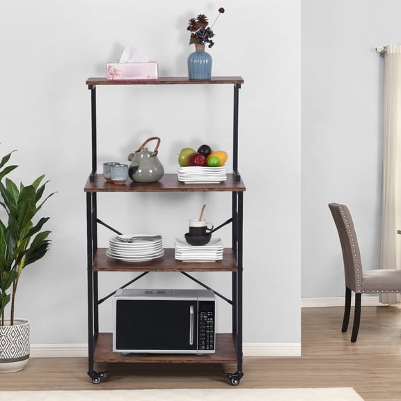 Estante de Almacenamiento, Soporte para Horno de Microondas, Marron FurnitureR móvil