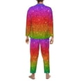 thumbnail image 5 of Kll Rainbow Glitter Sleepwear Mens Flannel Pajamas,Long Cotton Pj Set, 5 of 9