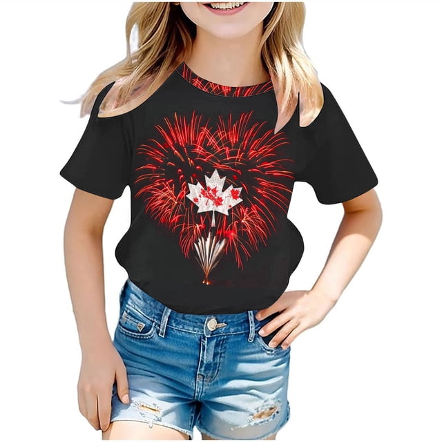 Birdeem Chemises pour Filles Chemises pour Enfants T-Shirt Graphique à Manches Courtes Col Rond Crop Top pour Filles et Garçons de 3 à 14 Ans T-Shirt Tee