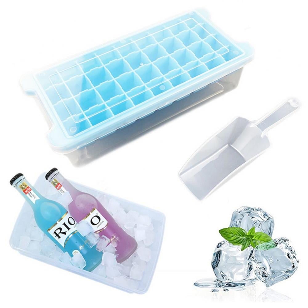 Ice Cube Tray with Lid and Bin 36 cubes with Scoop and Cover BPA Free –  Beads One