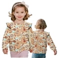 thumbnail image 2 of Garronmavis Capybara Long Sleeve Sweatshirt Polyester Spandex Fabric Dessert Pullover Drop Shoulder Sweater 3T Warm Girls Crewneck Sweatshirt Ruffle Toddler Girl Clothes for Daily Life, 2 of 7