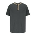 thumbnail image 5 of safuny Men's Casual Workout Blouses Slim Raglan Business Tops Trendy Activewear Short Sleeve Pullovers Clearance Quarter Button Shirts Solid Color Tees Summer Gray XXXL, 5 of 5