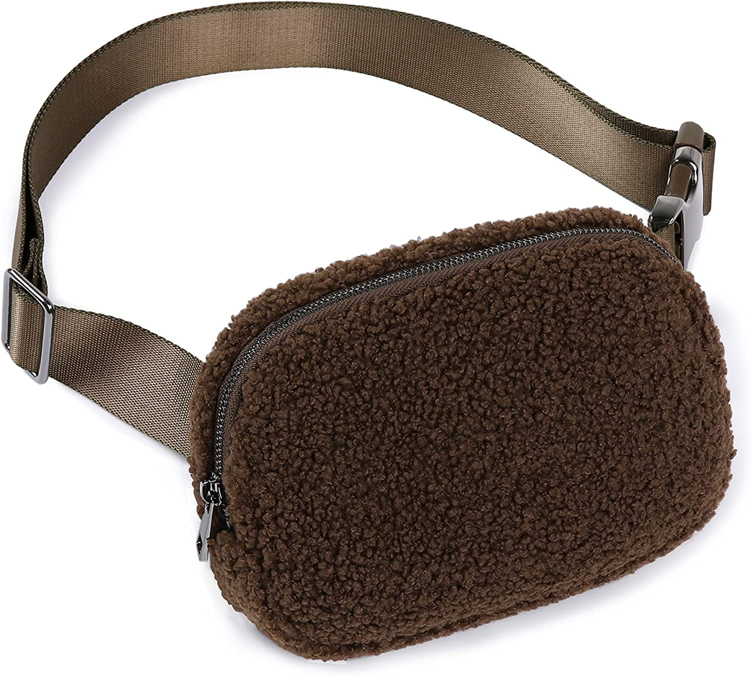 ODODOS Fleece Mini Belt Bag with Adjustable Strap