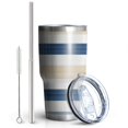 thumbnail image 2 of 30oz Blue Tan and White Tumblers Stainless Steel Tumbler with Lid and Straw,Vacuum Insulated Double Wall Travel Tumbler Cups Mug with Cleaning Brush for Coffee,Tea, 2 of 7