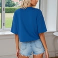 thumbnail image 3 of Women Cropped T-Shirts Short Sleeve Crewneck Tee Shirts Solid Tops, 3 of 5