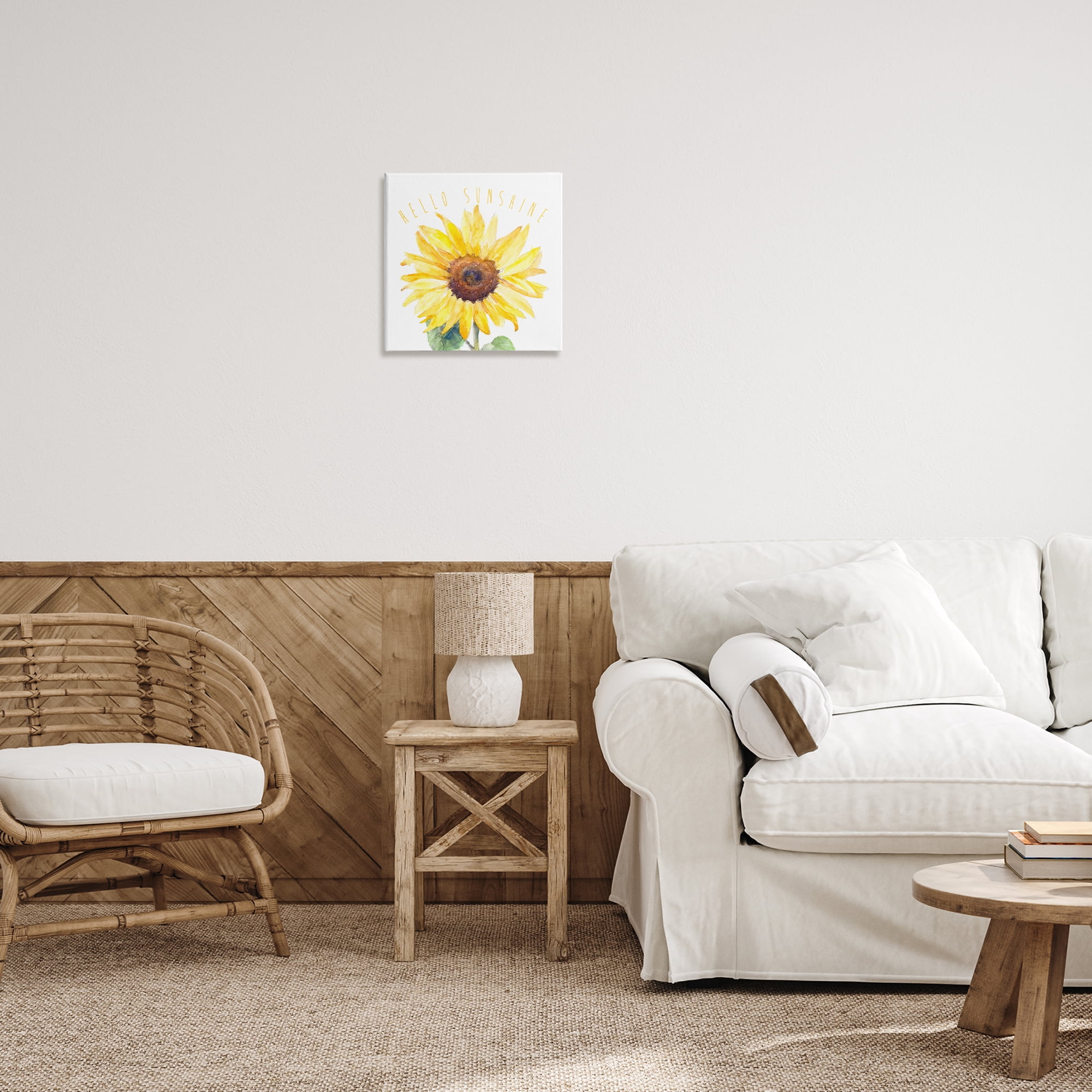 Stupell Industries Hello Sunshine Bloom Plants & Flowers Painting Wrapped Canvas Art Print Wall Art, 17 x 17