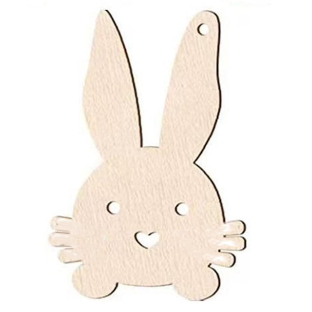 70 piezas de madera en blanco Yuxing recortes de madera conejo de Pascua color madera