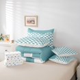 thumbnail image 6 of Manfei Modern Plaid 7-Piece King Bedding,Contemporary Checkered King Bed in a Bag,Teal Blue,Polkadot Reversible, 6 of 7