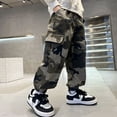 thumbnail image 2 of UngA Boy's Camo Cargo Pants Joggers Baggy Fall Elastic Waist Wide Led Casual Hunting Pants with Pockets 2026 Cargo Pants for Boys (Camouflage,9-10 Years), 2 of 5