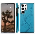 thumbnail image 7 of Allytech Wallet Case for Galaxy S24 Ultra, Floral Butterfly Embossed Slim Fit Cards Holder Stand Shockproof Anti-Scratch Bumper Wallet Case Cover for Samsung Galaxy S24 Ultra - Blue, 7 of 7