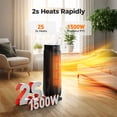 thumbnail image 3 of ALROCKET 1500W PTC Ceramic Space Heater for Indoor Use with Remote, 90° Oscillation, 24H Timer, Electric Heaters with Thermostat, Fast and Safe Portable Heater for Bedroom, Home Large Room, 3 of 9