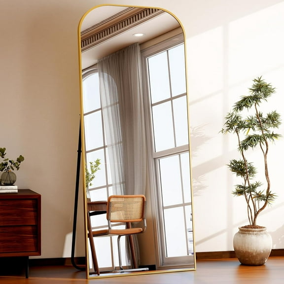 28"x71" Full Length Mirror Floor Mirrors Freestanding Hanging or Leaning Large Mirrors Full Body Mirror with Stand for Cloakroom, Bedroom, Living Room, Gold