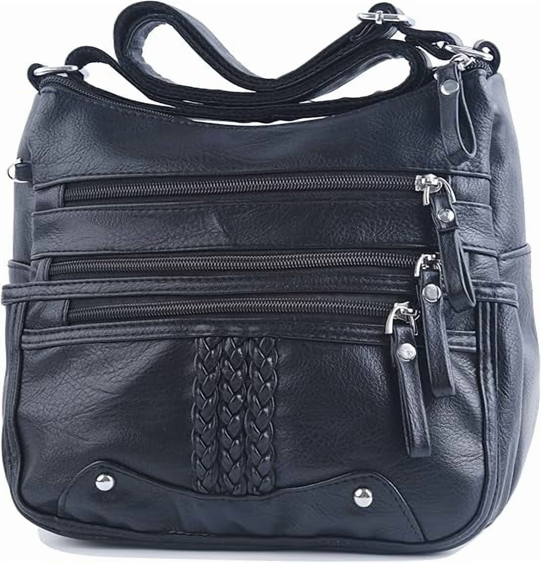 10 Pockets Crossbody Purse for Women Medium Pocketbooks Ladies Soft PU Leather Shoulder Bag Ladies Top Handle Satchel