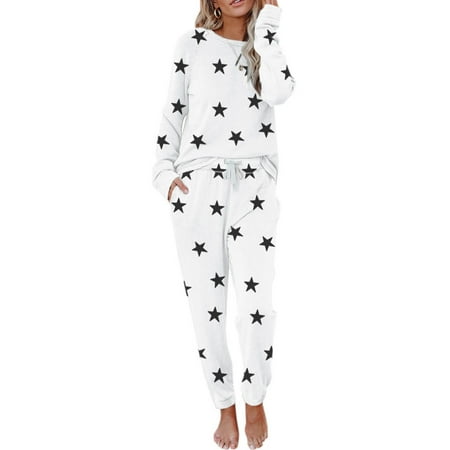 

Remikst Women s 2-Piece Jacket + Trousers Star Print Loose Casual Pajamas Suit