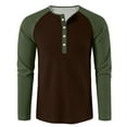 thumbnail image 5 of Domuza Men's Waffle Henley Shirts Long Sleeve Trendy Casual Button Up T Shirt Fall Lightweight Loose Fit Raglan Color Block Tops Dark Green 3XL, 5 of 8