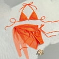 thumbnail image 2 of Arnsht Women's Triangle Bikini Fishnet Tie Side Halter String Bikini Set Three Piece Swimsuit Bathing Suits Orange L, 2 of 6